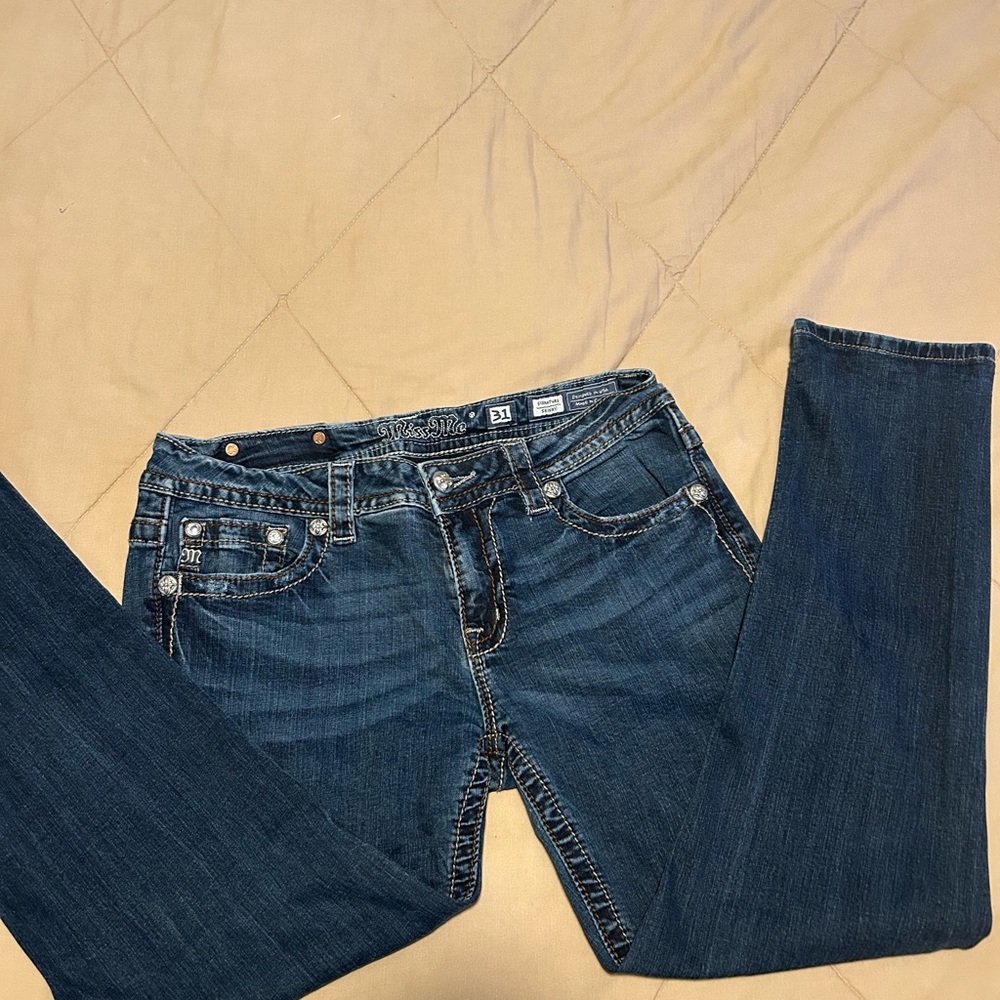 Miss Me Blue Straight Leg Jeans with Classic Indigo Style
